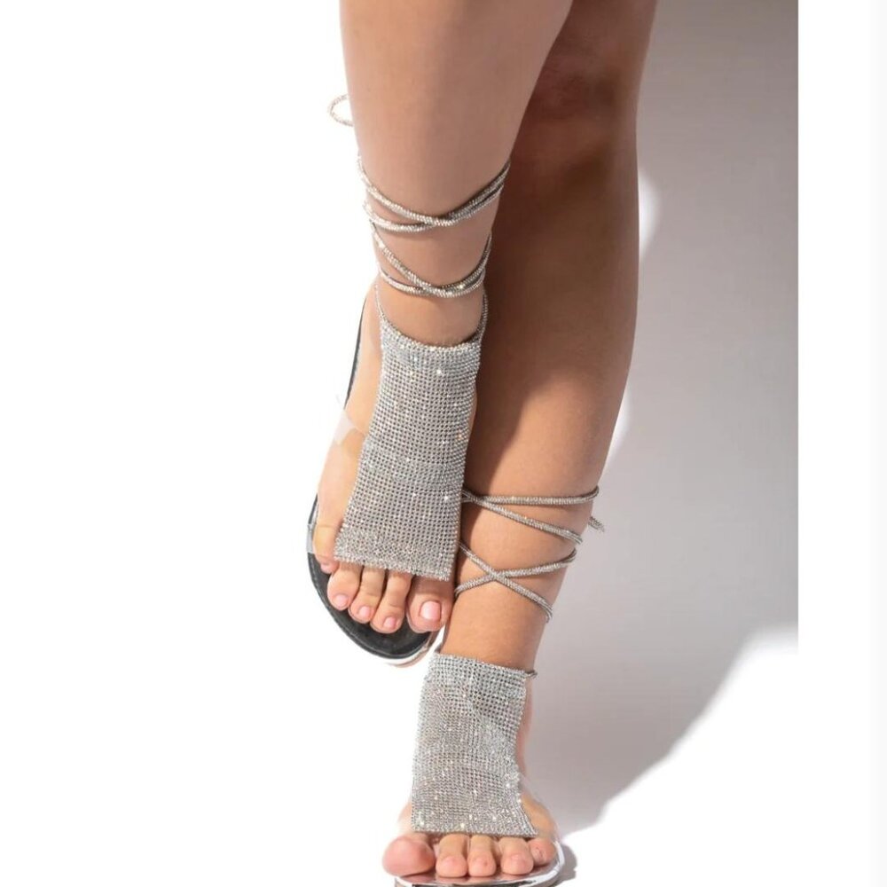 RHINESTONES LACE UP SANDALS - Picture 2 of 4